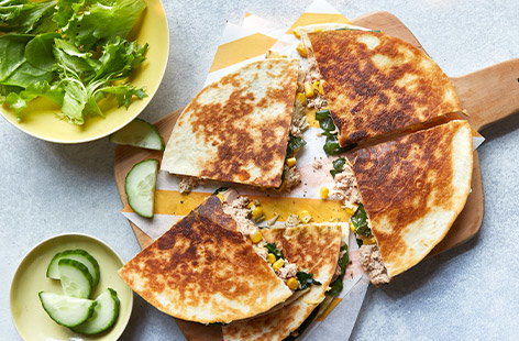 If you want a budget-friendly lunch ready in 10 minutes, these tuna melt quesadillas are for you - kid approved!