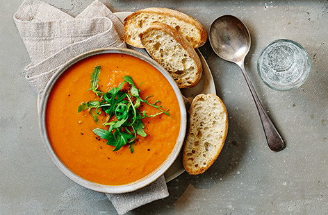 A quick, easy and healthy veggie soup recipe – made with carrots and tinned tomatoes – to serve children for lunch or tea. 