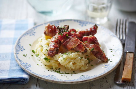 Impress your dinner guests with this great British pairing of stuffed lambs liver and bacon