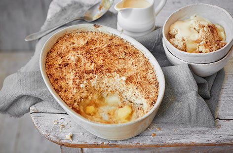 Make the most of your cooking apples and bake them up into a delicious crumble. A classically comforting British bake, it features juicy Bramleys and an oaty topping