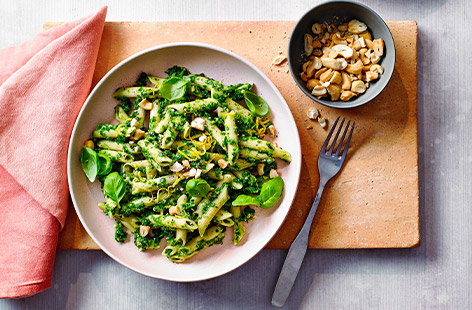 Homemade pesto is the focal point of this simple pasta recipe