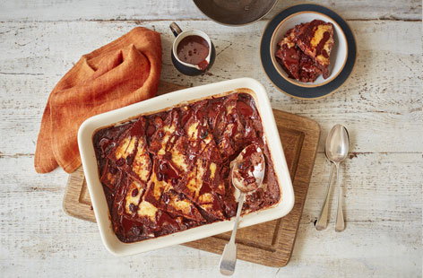 Chocolate bread and butter pudding