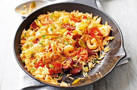 Chorizo and prawn fried rice