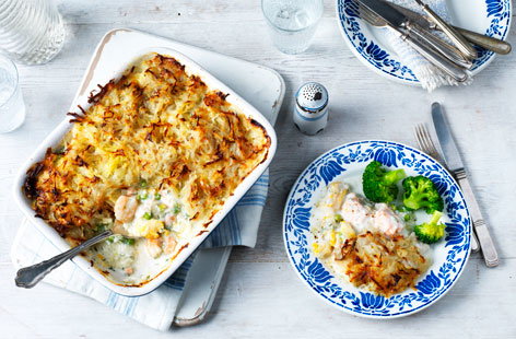 Try this potato-topped pie brimming with fresh fish and seafood for a rustic family dinner that's good for you too