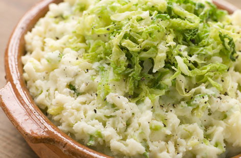 A traditional Irish dish with comfort food written all over it. Combining creamy mashed potatoes, cabbage, and a dollop of Dijon mustard to give it a kick, it's best served as a side dish. Try it with Irish stew or your roast dinner of choice.