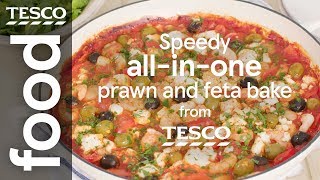 Speedy prawn and feta bake