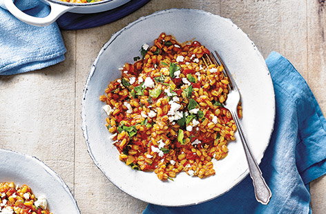 Pearl barley and tomato risotto