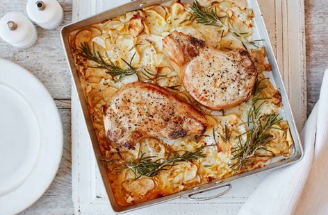 Pork, celeriac and apple bake