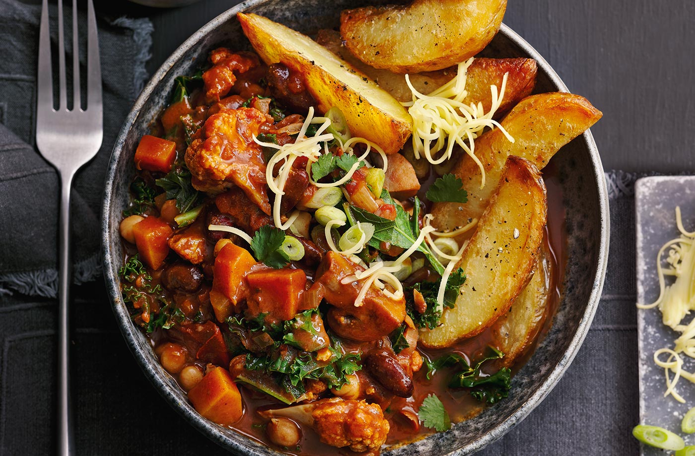 Cauliflower and bean chilli