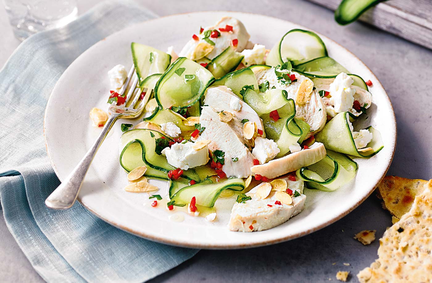 Coriander and lime cucumber salad with chicken recipe