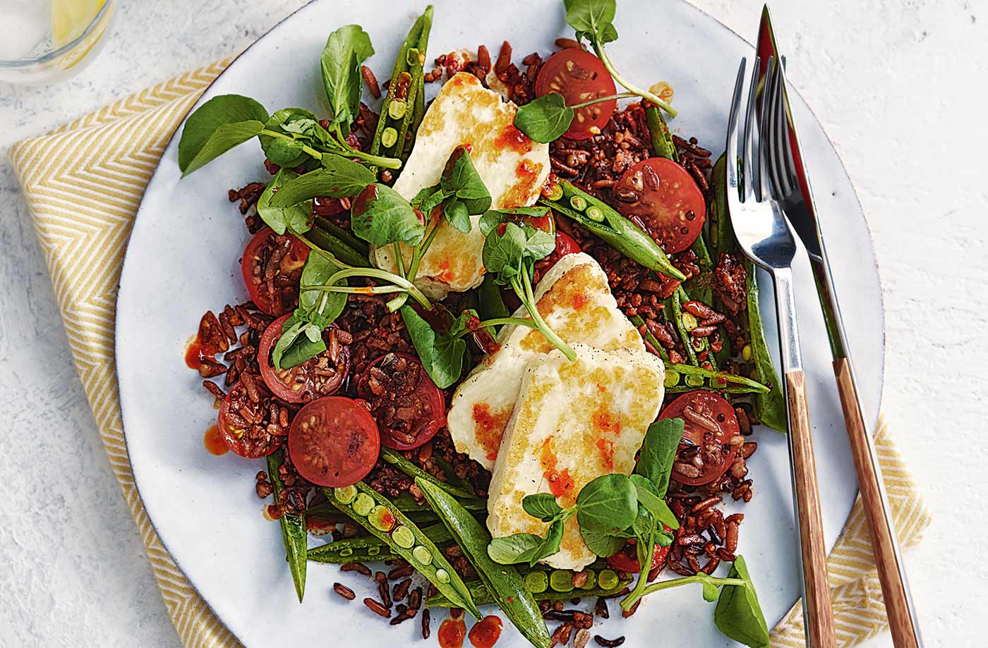 Warm halloumi grain salad recipe