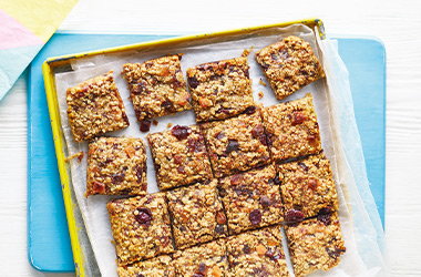 Apricot, pear and orange flapjacks