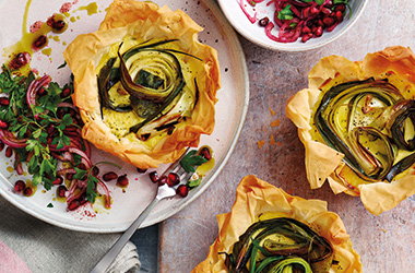 Charred leek and goat's cheese tartlets