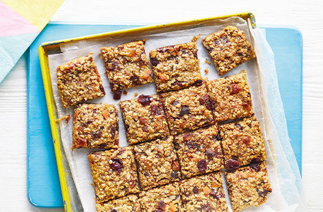 Apricot, pear and orange flapjacks