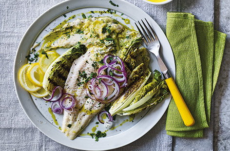 Get more fish into your diet with this elegant midweek meal that can be on the table in just 25 minutes. Baked basa fillets are served with a garlicky lemon cannellini mash and gem lettuces which are griddled for a delicious charred flavour.