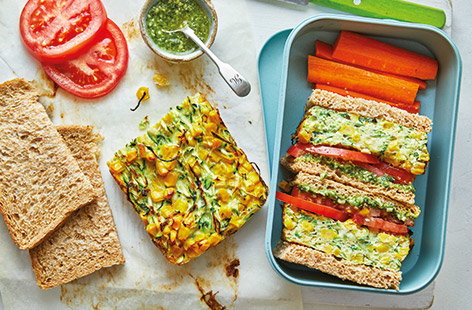 Sweetcorn and courgette frittata sandwiches