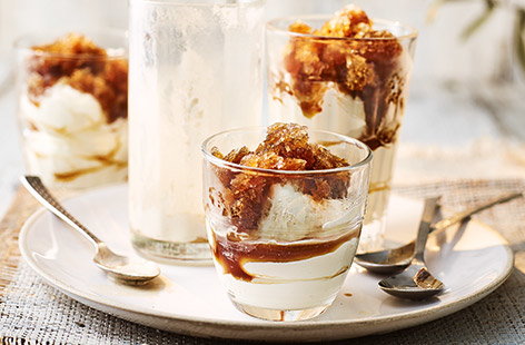 The flavours of an elegant espresso martini cocktail meet a classic Italian dessert for this easy make-ahead dinner party pud. Icy coffee granita is spooned on top of softly whipped cream for a decadent combination – all made using just four ingredients.