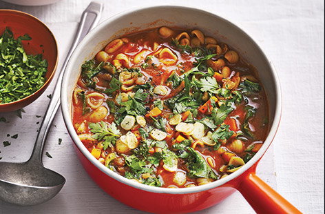 Stay warm with a hearty bowl of veg-packed cannellini bean soup, ready in just 40 minutes. With pasta, kale, fresh herbs and zesty lemon, it'll definitely hit the spot after a busy day