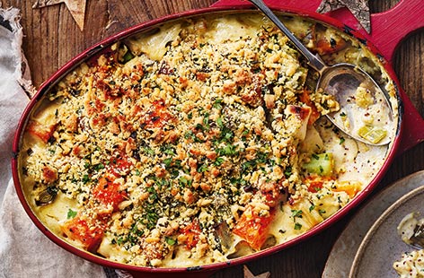 Leek, squash and parsley crumble