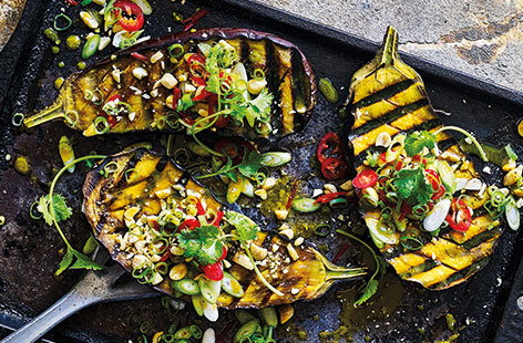 Derek Sarno's vegan miso glazed aubergines are perfect for the barbecue and inspired by Asian flavours.