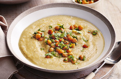 Parsnips have a deliciously sweet and earthy flavour, making them a great pairing for warming ginger and cumin-spiced chickpeas in this comforting soup recipe