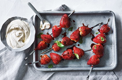 Smoky strawberry skewers