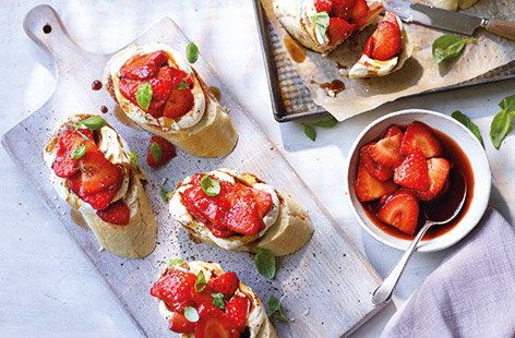 Got some spare strawberries that need using up? These strawberry open sandwiches are an easy and interesting new way to use your summer haul. Marinate the berries in balsamic vinegar and maple syrup for the perfect sweet-and-savoury mix.