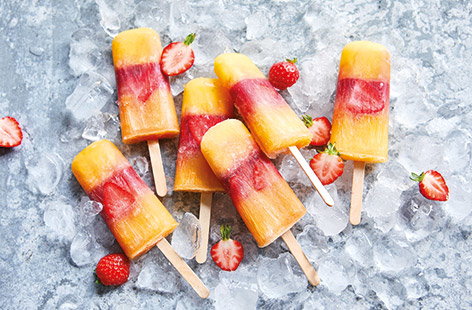 Freeze your fruit juice into refreshing ice lollies for a simple sweet treat when the sun is shining. These colourful stripy lollies need just three ingredients – once you’ve tried the orange and forest fruit juices, try mixing different juices.