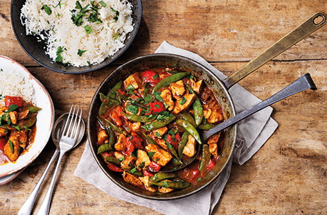 Skip the takeaway – this classic Thai red curry recipe is simple to make at home. Red peppers and sugar snaps are added alongside the tender chicken for an extra helping of veg, plus this delicious one-pot dinner is ready in just 30 minutes.