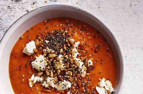 Try this twist on a classic tomato soup for a budget-friendly meal the whole family will love. Aromatic caraway seeds have a distinct nutty taste that adds depth, whilst roasting the tomatoes maximises their flavour