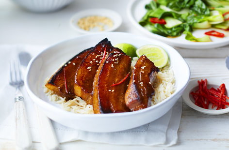 Indulgent pork belly is all the more delicious when marinated in a rich, sticky Chinese glaze. Preparing the meat the night before cooking lets all of the gorgeous flavours meld together, then all you have to do is simply grill, slice and enjoy