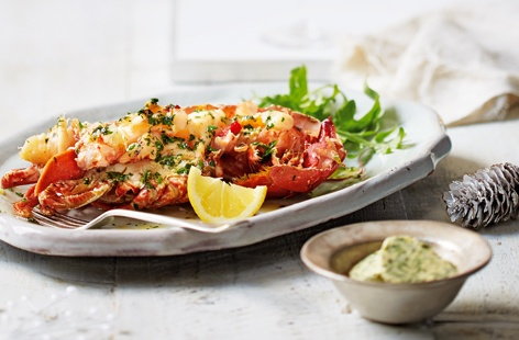 This impressive lobster dish is well worth the effort it takes to prepare and is the perfect festive treat for two. Zesty garlic and herb butter really showcases the luxurious lobster in this alternative Christmas main