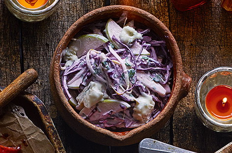 Coleslaw is an essential side for any picnic. A medley of Granny Smith apples, blue cheese and chicory, this coleslaw might be a bit outside-the-box but it still delivers all of the addictive tang and crunch you'd want and expect.