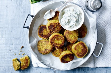 A great way to make falafels even more delicious is to add masses of grated courgette to the mixture – it's also a sneaky way of getting your five a day. Dunked into homemade tzatziki, these veggie bites are perfect for a light lunch