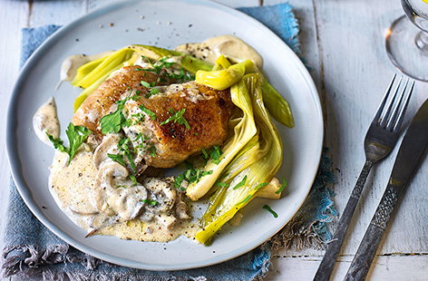 Make this rich and creamy chicken and mushroom dish ahead of time and freeze: just what you need if you're expecting a crowd at Christmas