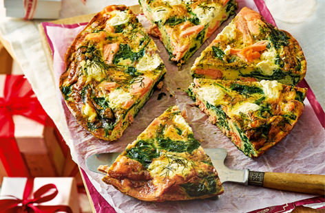 Hot smoked salmon and cream cheese is a marriage made in brunch heaven. Rustle up this gorgeous frittata in less than half an hour for a healthy, hearty dish that is as perfect for lazy weekend mornings as it is for breakfast on the go.