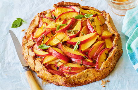 Nectarine and basil galette