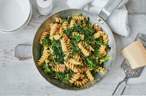 This quick and easy pasta dish is full of vibrant flavour. Packed with nutritious kale, lemon and anchovies, and with a velvety crème fraîche sauce, it makes an ideal midweek meal. 