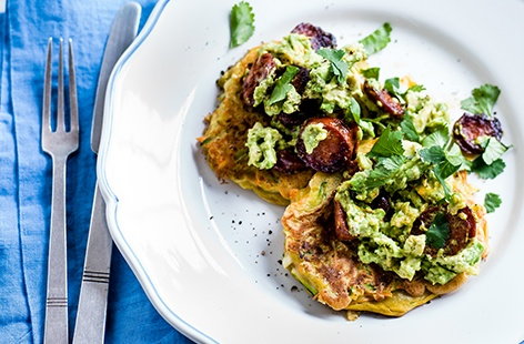 This savoury pancake recipe uses shredded leeks, carrots and grated courgette to make tasty pancakes that are all the more delicious when topped with crisp chorizo, smashed avocado and a drizzle of lime juice