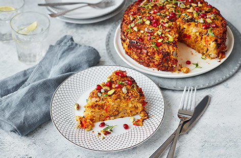 A nut roast is a fantastic alternative to a meat main course or traditional Christmas dinner. This delicious recipe is full of hearty veg – butternut squash, aubergine, red pepper – as well as nuts, herbs and green olives.