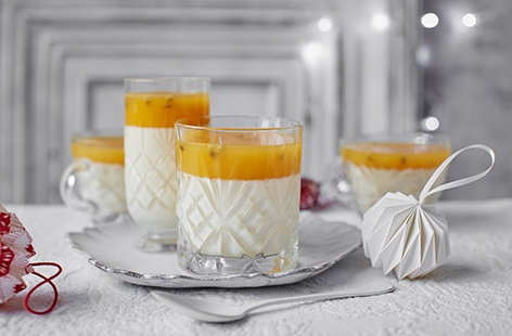 Wow your guests with this impressive festive dessert, which features layers of tart Prosecco and passion fruit jelly sitting atop creamy panna cotta