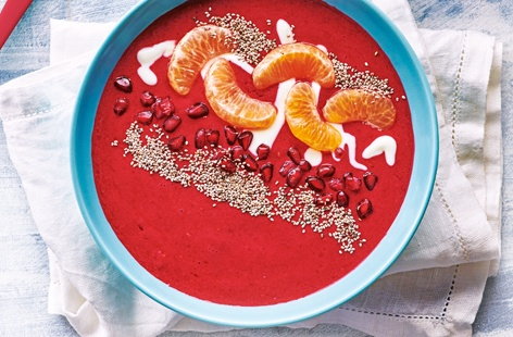 Smoothie bowls are a kind of fruity soup, which make a nutrition-packed start to the day. Get started with this zingy version – a vibrant smoothie recipe and brilliant breakfast idea