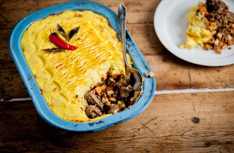 The shepherd’s pie gets the Indian treatment in this dish from chef Vivek Singh. 