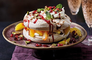 Sharing orange and raspberry meringue