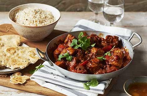 This easy chicken curry is ready in just 30 mins and only needs a handful of ingredients to add real flavour. Madras curry paste creates a hearty, comforting meal, but you can add more if you like it very hot.