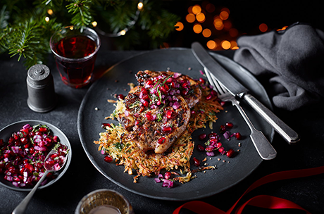 Lamb chops with salsa and rosti